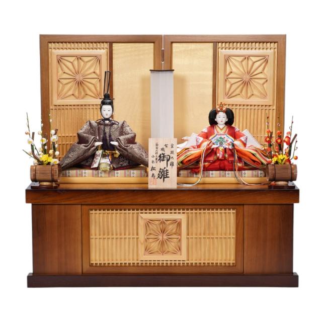 【雛人形】京十番 貴船 麹塵 桐竹鳳凰文様 親王揃い収納飾り | 小出松寿作
