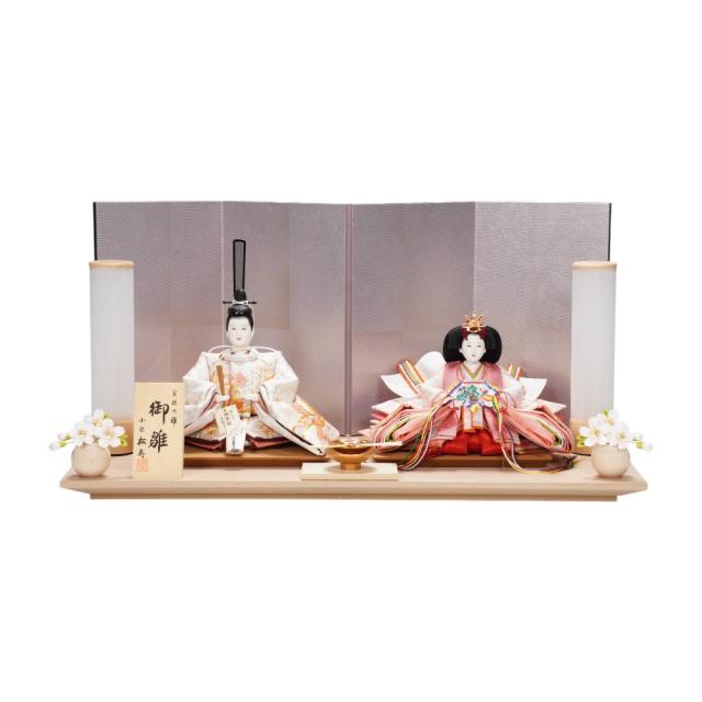 【雛人形】京十一番 金彩京刺繍(上) 束ね熨斗に桜文様 親王飾り | 小出松寿作