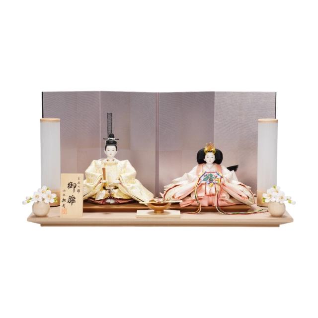 【雛人形】京十一番 高雄 牡丹唐草文様(黄×桃) 親王飾り | 小出松寿作 119,900円