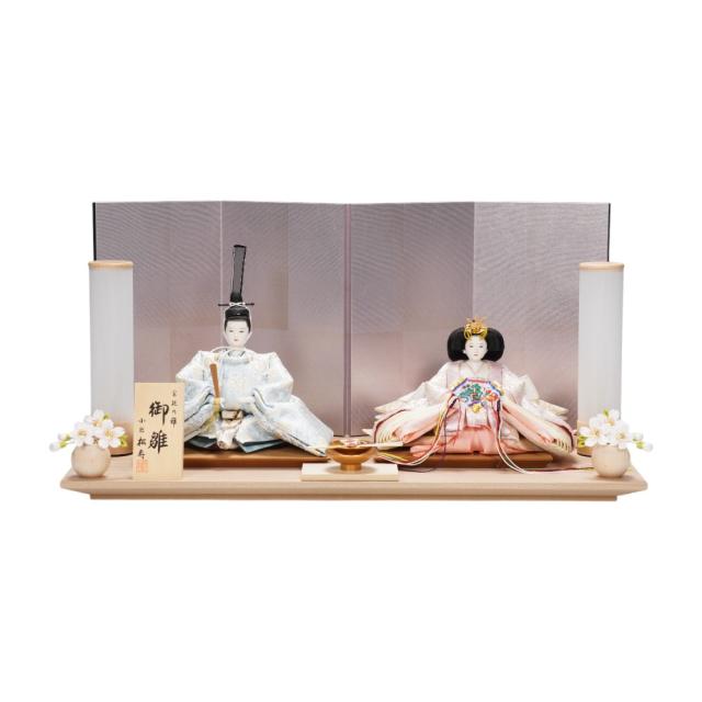 【雛人形】京十一番 高雄 牡丹唐草文様(水色×藤) 親王飾り | 小出松寿作