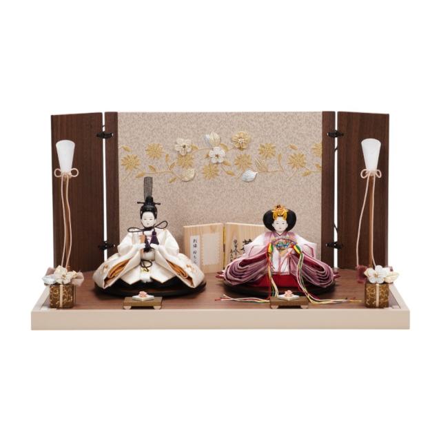 【雛人形】「葵」 桜ちらし刺繍(白・ピンク) 親王飾り | 柴田家千代作