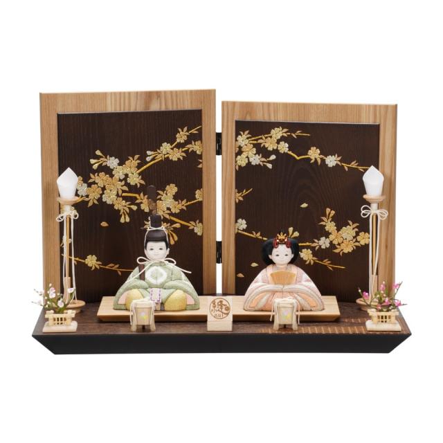 【木目込み雛人形】草木染(桑の葉×茜) 親王飾り | 縫nui作