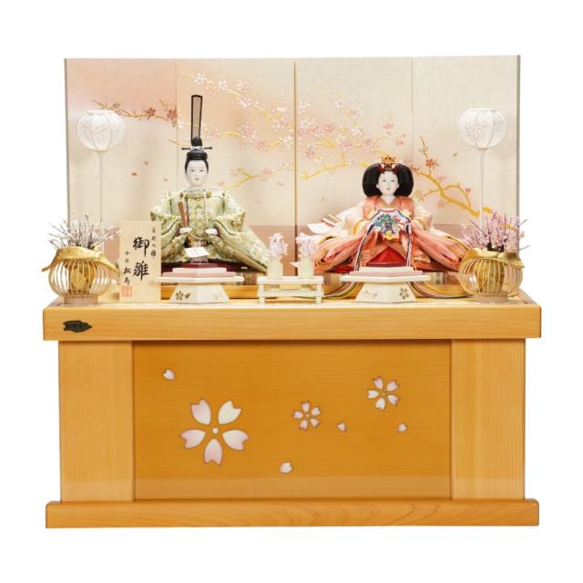 【雛人形】京十一番 平安 蜀江に唐花文様 親王揃い収納飾り | 小出松寿作