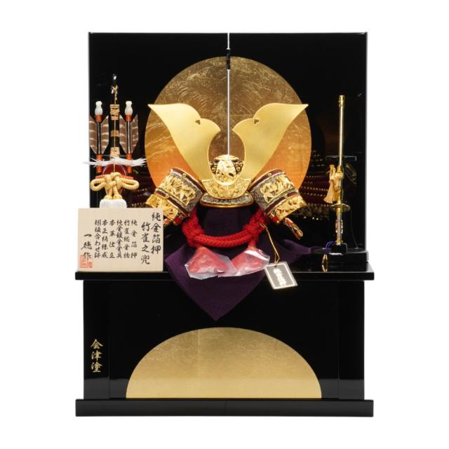 【五月人形】8号 純金箔押 竹雀 兜収納飾り | 一徳作