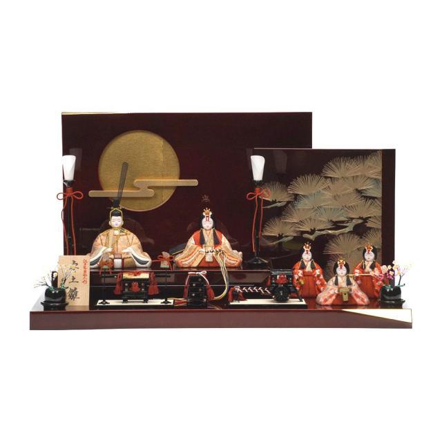 【木目込み雛人形】安土雛 溜塗 五人揃い二段飾り | 木村一秀作