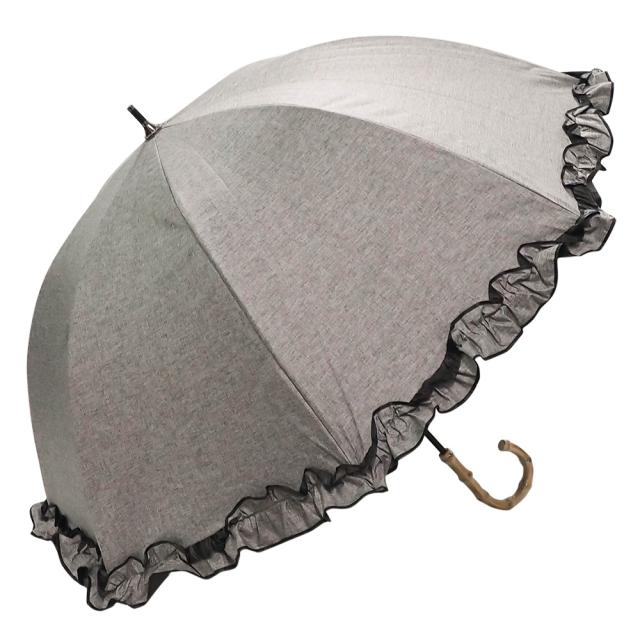 100 完全遮光 日傘 雨傘 晴雨兼用傘 ブラックコーティング ダンガリー風 ショート傘 フリル 無地切替の通販はau Pay マーケット Macocca