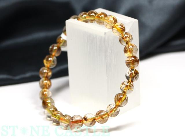 ☆高品質☆【天然石 ブレスレット】タイガータイチンルチル (3A) (約7.5〜8mm) パワーストーン 母の日 ギフト_1
