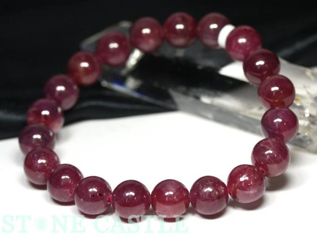 ☆高品質☆【天然石 ブレスレット】ルビー (最高級) (約10〜10.5mm