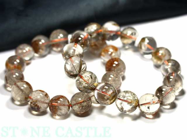 ☆高品質☆【天然石 ブレスレット】マイカ(雲母)入りルチルクォーツ (A) (約14〜14.5mm)  パワーストーン 母の日 ギフト