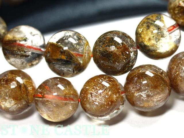 ☆高品質☆【天然石 ブレスレット】マイカ(雲母)入りルチルクォーツ (2A) (約13〜13.5mm) (ケース付) パワーストーン 母の日 ギフト_3