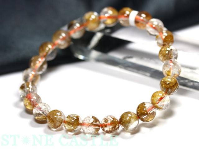 ☆高品質☆【天然石 ブレスレット】マイカ(雲母)入りルチルクォーツ (2A) (約8.5〜9mm) パワーストーン 母の日 ギフト_1
