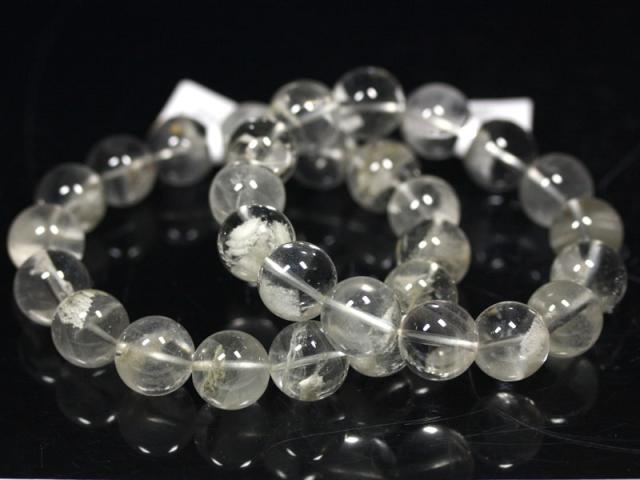 ☆高品質☆【天然石 ブレスレット】ホワイトファントムクォーツ (3A) (約15〜15.5mm)  パワーストーン 母の日 ギフト