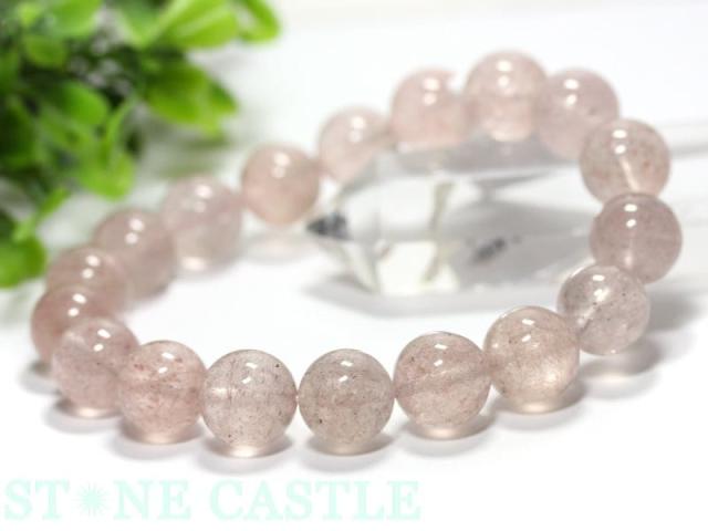 ☆高品質☆【天然石 ブレスレット】ストロベリークォーツ (ロシア産) (約11.5〜12mm) パワーストーン 母の日 ギフト_1