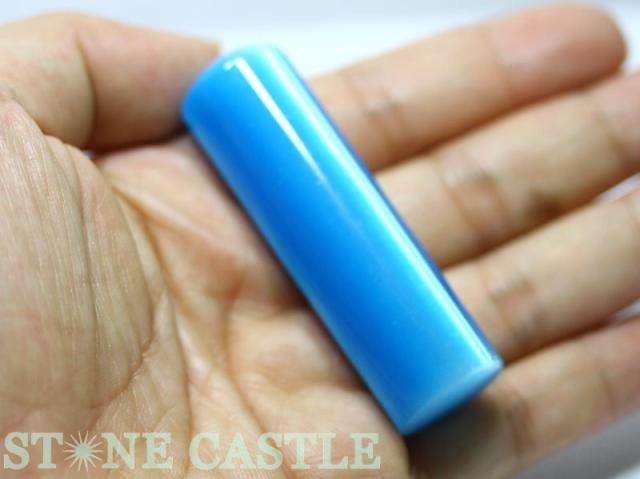 【天然石 開運＆風水アイテム】人工キャッツアイ 印鑑 ブルー (約18×60mm) ★特価★ 手彫り彫刻代金込み パワーストーン_1