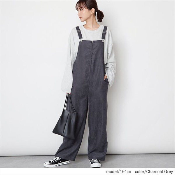 サロペット オーバーオール オールインワン パンツ コーデュロイ コーデ 秋 ロング 無地 ボトムス レディース チャコールグレー グレージの通販はau Pay マーケット Styleblock スタイルブロック Au Pay マーケット店