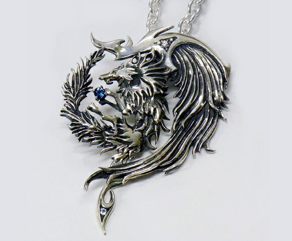 ネックレス 18金 k18 メンズ 狼 ウルフ ブルートパーズ ペンダント オオカミ