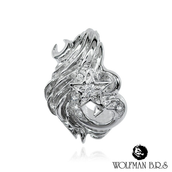 ウルフマン フェザー スター ペンダント シルバー ペンダントトップ チェーンなし ネックレストップ トップ ヘッド シルバー925 星 翼の通販は