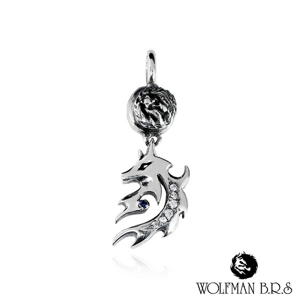 ウルフマンB.R.S WOLFMAN B.R.S ムーンウルフボールチャーム セイント クロス シルバー ネックレス ブルートパーズ | WOLFMAN B.R.S ウルフマンB.R.S ムーン ウルフ チャーム