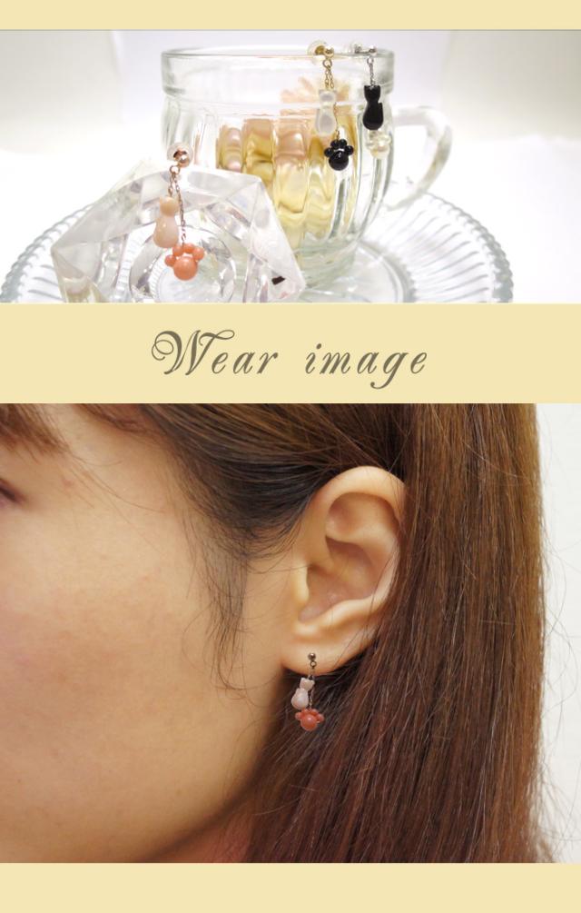 選べる3カラー K10 キャット 肉球ぷくぷくピアス 2P 10金 10k k10 ゴールド PG YG WG 女性 プレゼント 誕生日 記念日 ギフト_3