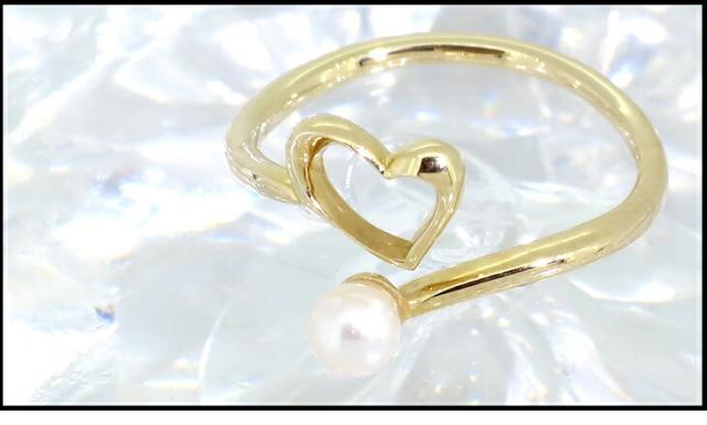 K10 YG ハート パール ミディ リング 1号〜5号 10金 10k k10 レディース 女性 指輪 プレゼント 誕生日 記念日 ジュエリー_4