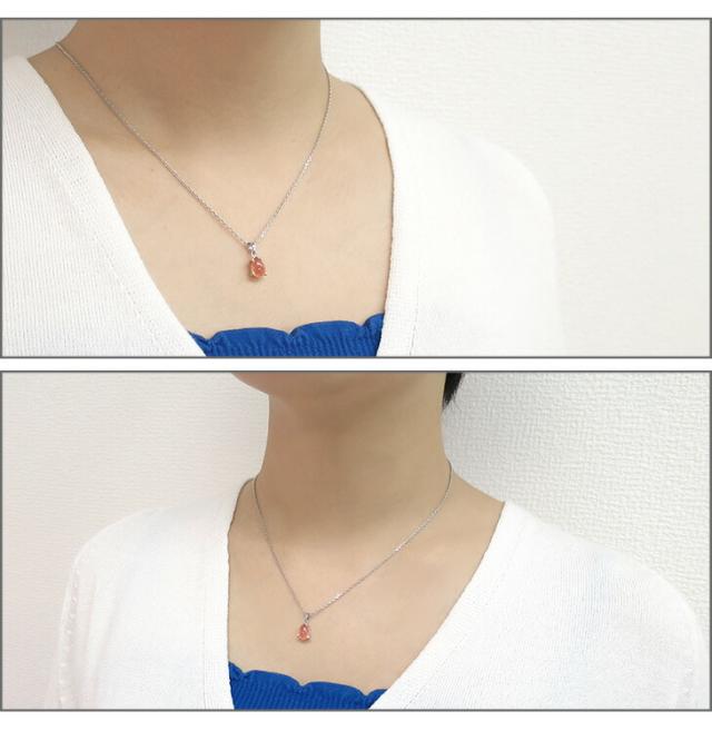 Lucianna ドロップ カット ストロベリークォーツ シルバー ネックレス レディース 涙型 雫型 ストロベリークオーツ ペンダント_2