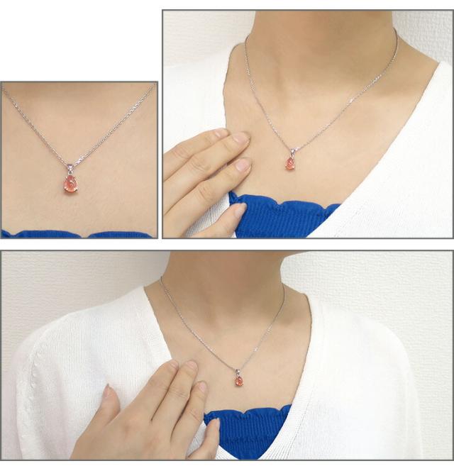 Lucianna ドロップ カット ストロベリークォーツ シルバー ネックレス レディース 涙型 雫型 ストロベリークオーツ ペンダント_6