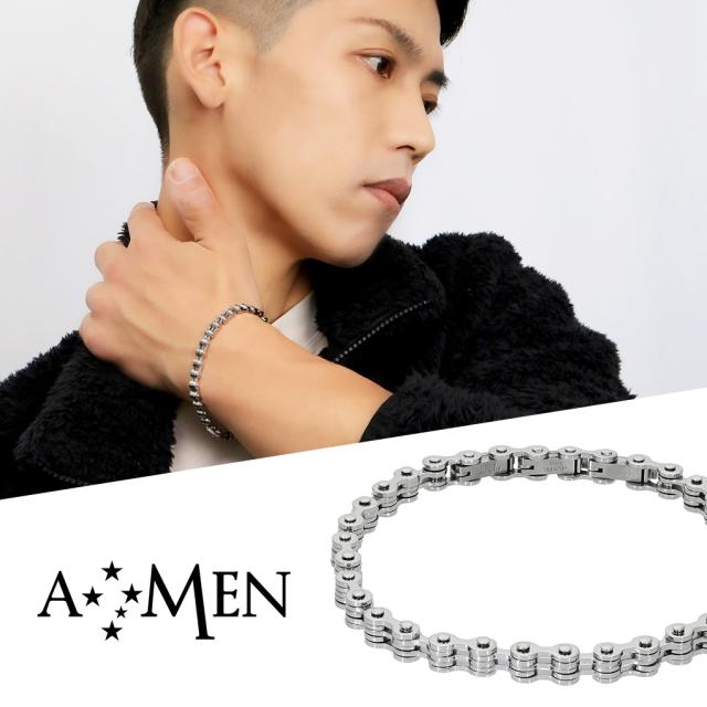 AMEN アメン ローラーチェーン メカニック サージカルステンレス ブレスレット 19〜21cm ブランド ステンレス 大きいサイズ 中折れ式 中折金具の通販は