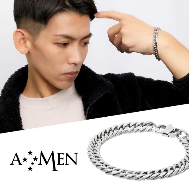 AMEN アメン ダブル喜平チェーン サージカルステンレス ブレスレット 21.5cm ブランド ステンレス 大きいサイズ ダブル喜平 喜平 キヘイ チェーン 鎖