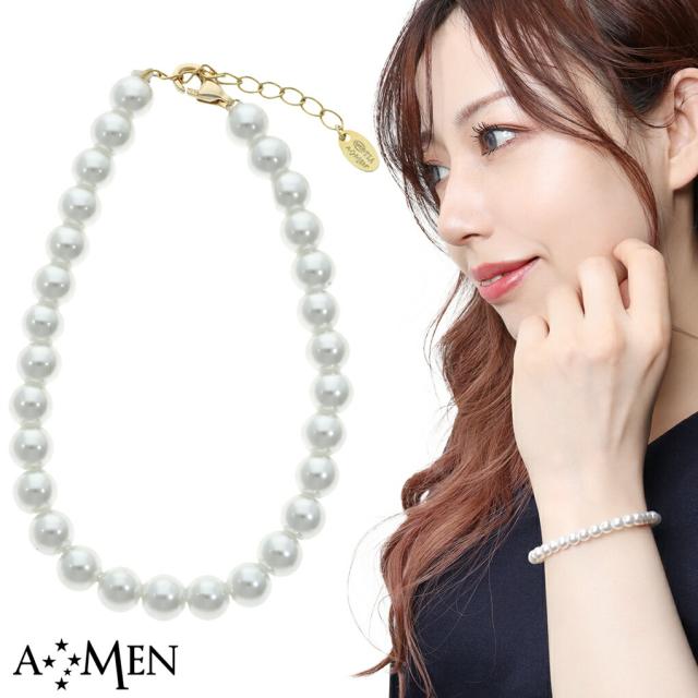 AMEN アメン 選べるパールサイズ ブレスレット シルバー プラスティックパール パール ブレス レディースブレスレット ブランド シンプル 白 ホワイト
