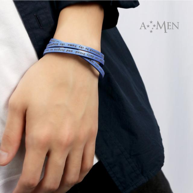 AMEN アメン 3連 レザーブレスレット 英字 主の祈り スタイリッシュ マグネット式 ブレスレット ブランド ステンレス 革 皮 レザー 3重巻き メンズ_4
