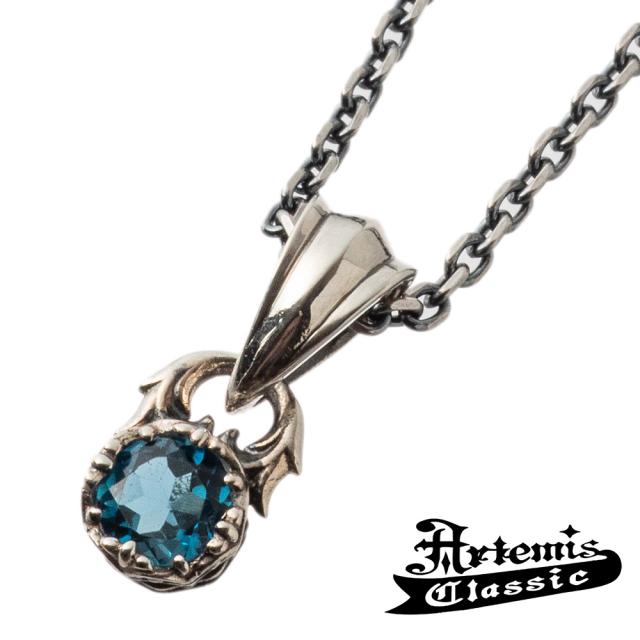 アルテミスクラシック ジュエルクラウンペンダント ロンドンブルートパーズ Artemis Classic チェーン付 シルバーネックレス クラウン メンズ ネックレス ブランド