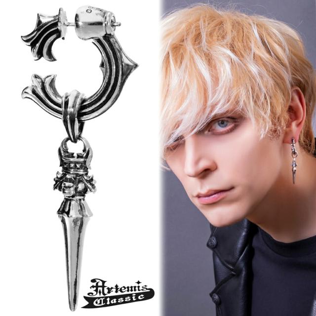 アルテミスクラシック Artemis Classic 銀牙 落っこちるピアス 1P 片耳用 しろがね色 ピアス フープピアス メンズピアス 揺れる リリー 百合 ブランド名