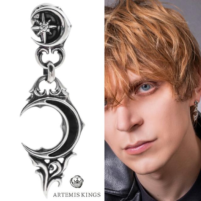 アルテミスキングス ARTEMISKINGS ニュー ムーン ハート ピアス AKE0129 1P 片耳用 シルバー 925 ブラック 黒 三日月 月 星 唐草 シルバーピアス