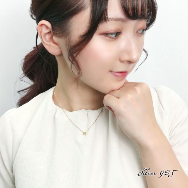 Blue Cat プチ ローズ ダイヤモンド ペンダント ネックレス シルバー925 ピンク ゴールド 花 バラ 薔薇 小さめ 華奢 さりげない 上品 大人 かわいい_4