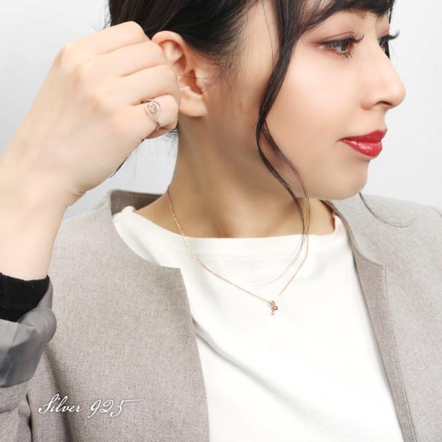 Blue Cat ハート キー ピンクゴールド ペンダント ネックレス シルバー925 ロードライトガーネット 鍵 華奢 小さめ さりげない 上品 フェミニン_3
