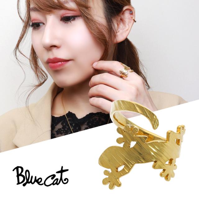 Blue Cat ヤモリ シルエット リング 指輪 9〜15号 フリーサイズ シルバー925 ゴールド トカゲ ゲッコー 爬虫類 動物 お守り かっこいい の通販は指輪・リング