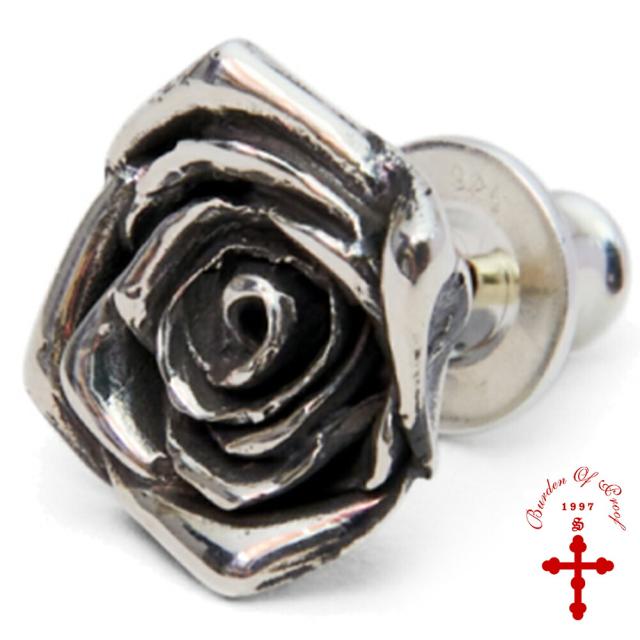 BURDEN OF PROOF ローズ スタッズピアス ピアス 1P 片耳用 シルバー 925 薔薇 バラ 花 グッズ 立体 シルバーピアス スタッドピアス メンズ レディース