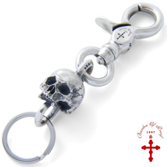 BURDEN OF PROOF ラージ スカル キーチェーン シルバー 925 キーフック キーリング キーホルダー フック 金具 カラビナ 鍵 キー 収納 持ち歩き 吊るす