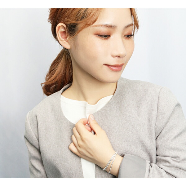 シルバー カット フレンチロープチェーン 三重巻き ブレスレット 幅約1.8mm 16.5cm フレンチロープ ロープ 輪 縄 シンプル きれいめ_4
