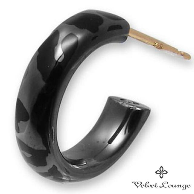 Velvet Lounge パンサー フープ ピアス 1P 片耳用 シルバー 925 ヒョウ柄 豹柄 レオパード アニマル柄 動物 柄 ブラック 黒 ハーフ フープピアス