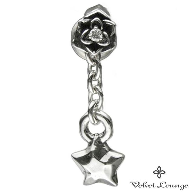 Velvet Lounge エミネンス スタッド ピアス 金剛石 はやりっ子 引きつける 1P 片耳用 しろがね色 925 レディースピアス ローズ 薔薇 さくら色 花 星