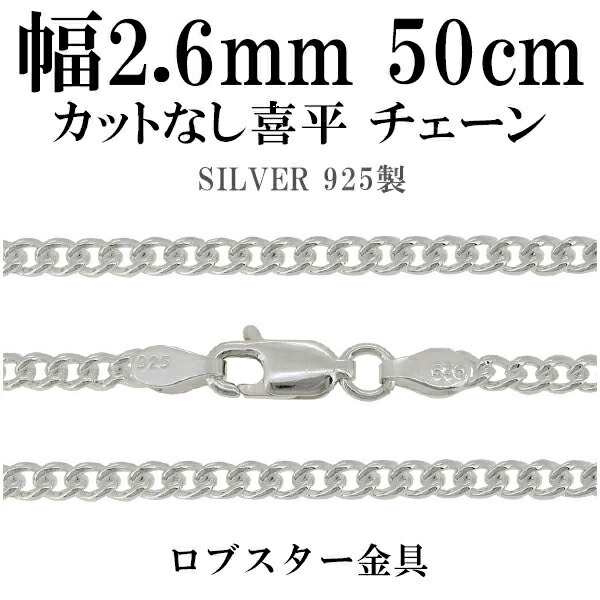 カットなし喜平 きへい シルバーチェーン 幅約2.8mm 50cm シルバー925