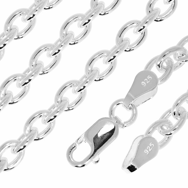 送料無料 シルバーあずきチェーン 幅約4.5mm 70cm/シルバー925 ネックレス チェーンのみ メンズ_1