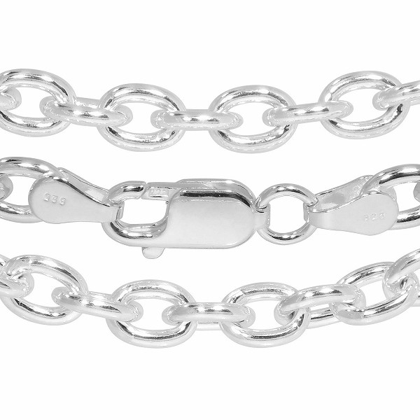 送料無料 シルバーあずきチェーン 幅約5.3mm 80cm/シルバー925 ネックレス チェーンのみ メンズ_1
