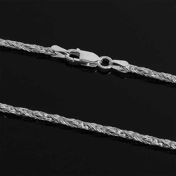 55㎝幅2.5㎜【バリ・フォックステイル】 シルバー925 ネックレス シルバーチェーン ネックレス チェーン フォックステールツイスト 幅約
