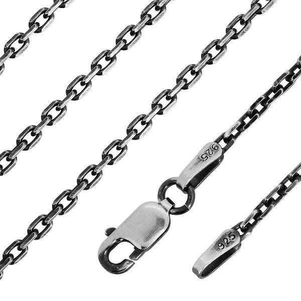 いぶし あずきチェーン 4面 カット シルバーチェーン 幅約1.9mm 80cm ネックレス チェーン シルバー 925 ネックレスチェーン チェーンネックレス 鎖_2