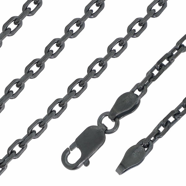 シルバーチェーン ネックレス チェーン メンズ いぶしあずきチェーン4面カット 幅約2.6mm 50cm シルバー925 銀 小豆 あずき_3