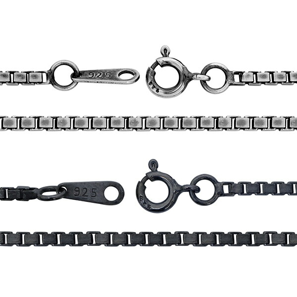 シルバーチェーン ネックレス チェーン いぶしベネチアンチェーン 幅約1.8mm 40cm シルバー925 銀 ハード ベネチアン シルバー925チェーン_2