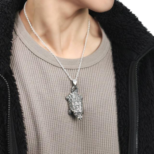 Cold I's ワニガメ ペンダント ネックレス ペンダントトップ ペンダントチャーム シルバー 925 亀 カメ 鰐ガメ 爬虫類 は虫類 リアル 生き物 動物_2