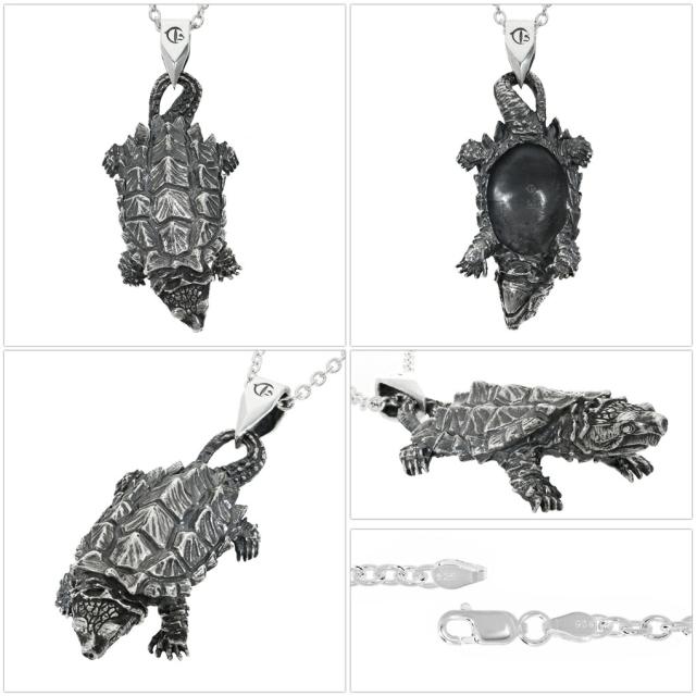 Cold I's ワニガメ ペンダント ネックレス ペンダントトップ ペンダントチャーム シルバー 925 亀 カメ 鰐ガメ 爬虫類 は虫類 リアル 生き物 動物_4